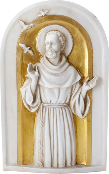 Saint Francis Wall Plaque Small with Doves Religous Decoration